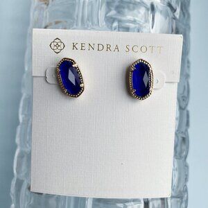 Kendra Scott Stud Earrings - Ellie - Cobalt Cat's Eye Gold